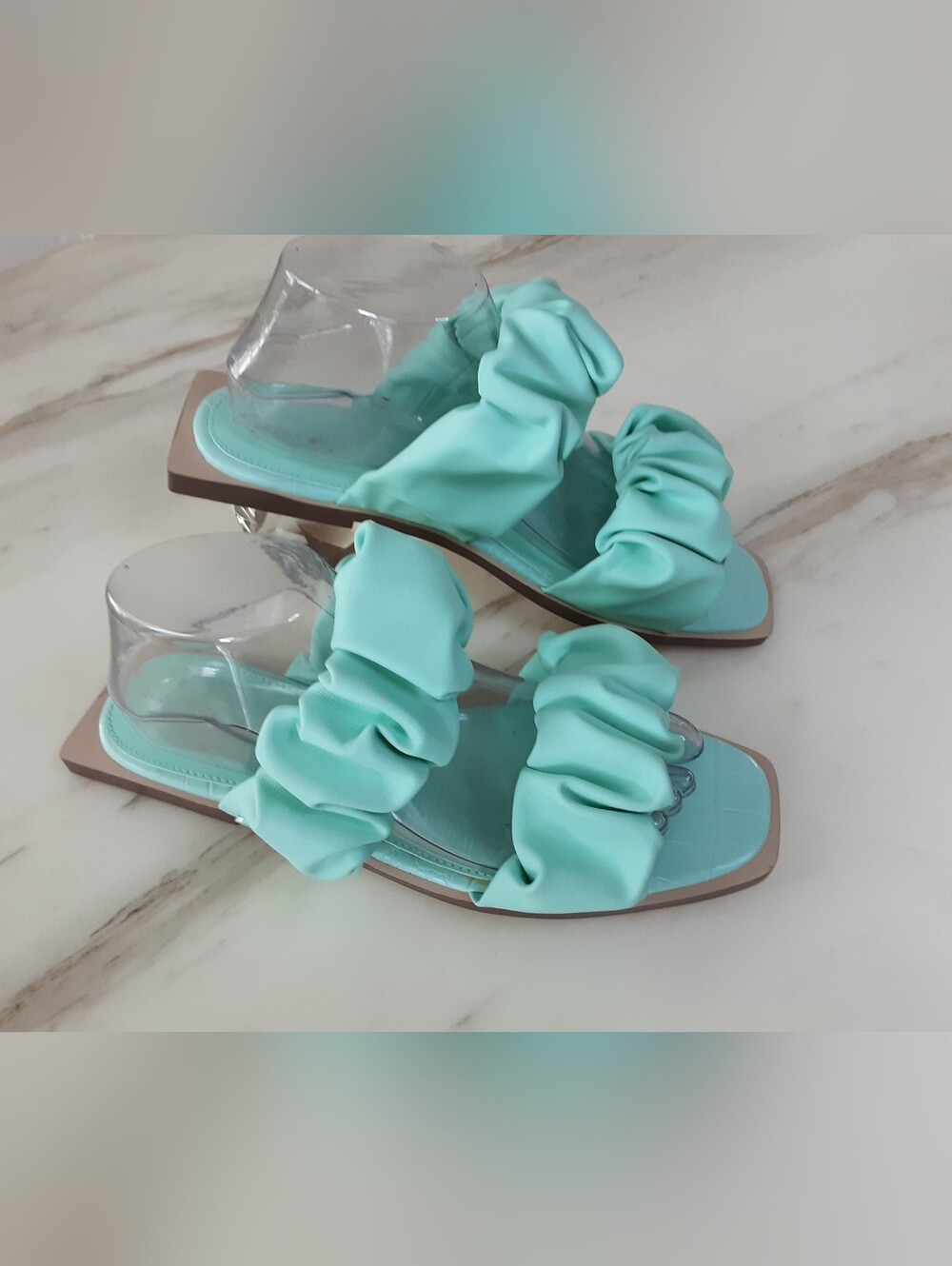 Circus NY by Sam Edelman Iggy Teal Ruched Slide Sandals Sz 9 - Picture 3 of 10